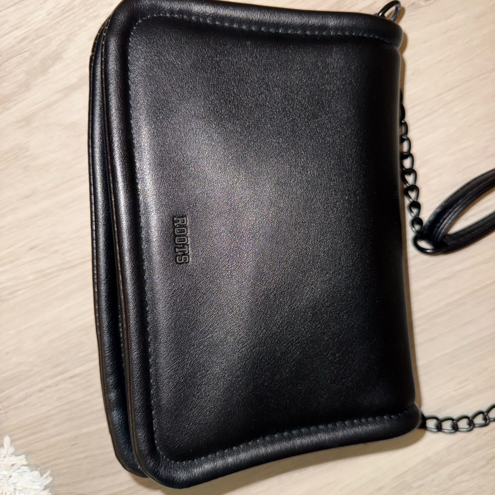 Roots Black Leather Bag